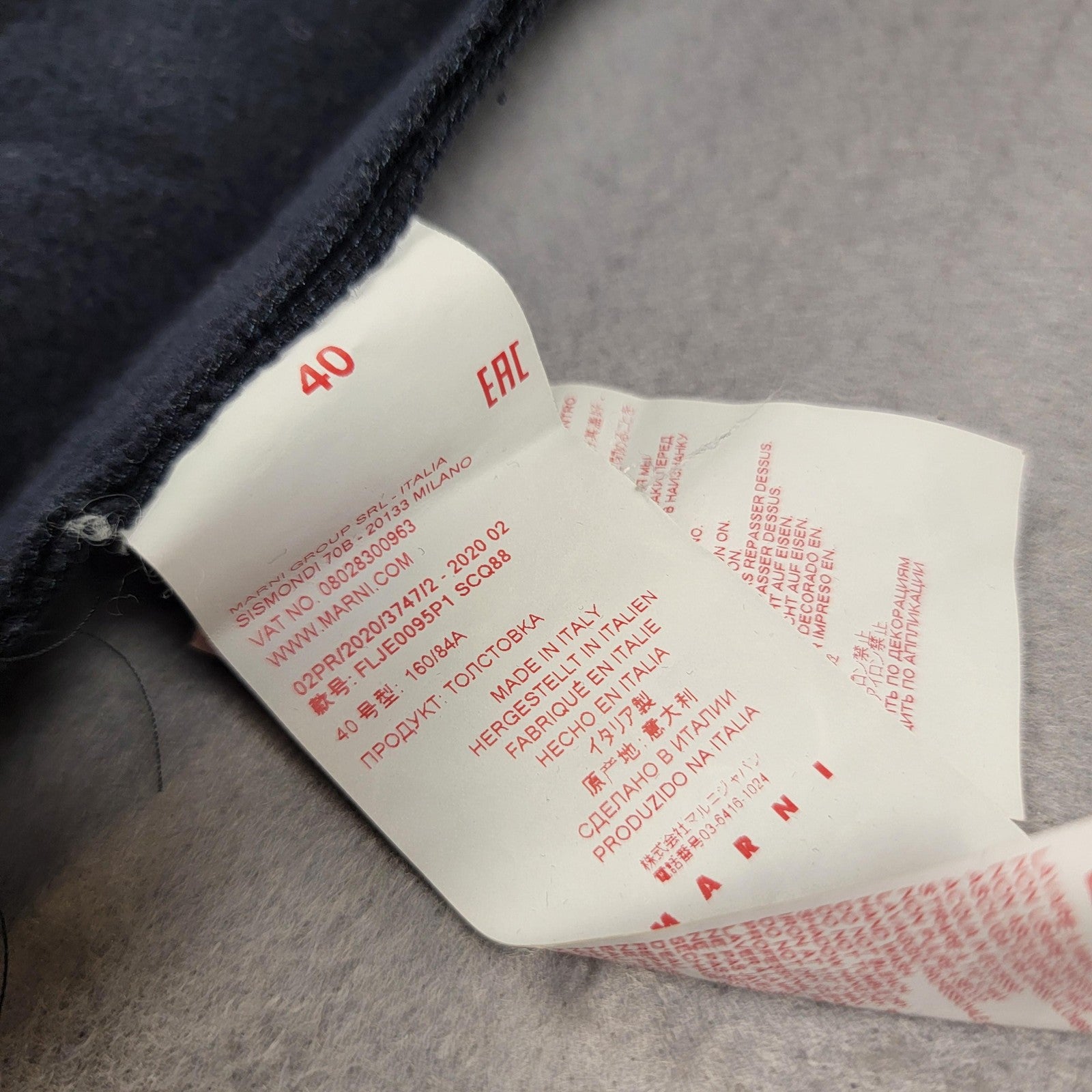 Marni Logo Overfit Hoodie Pullover Unisex Size 40 Long Sleeve Sweatshirt