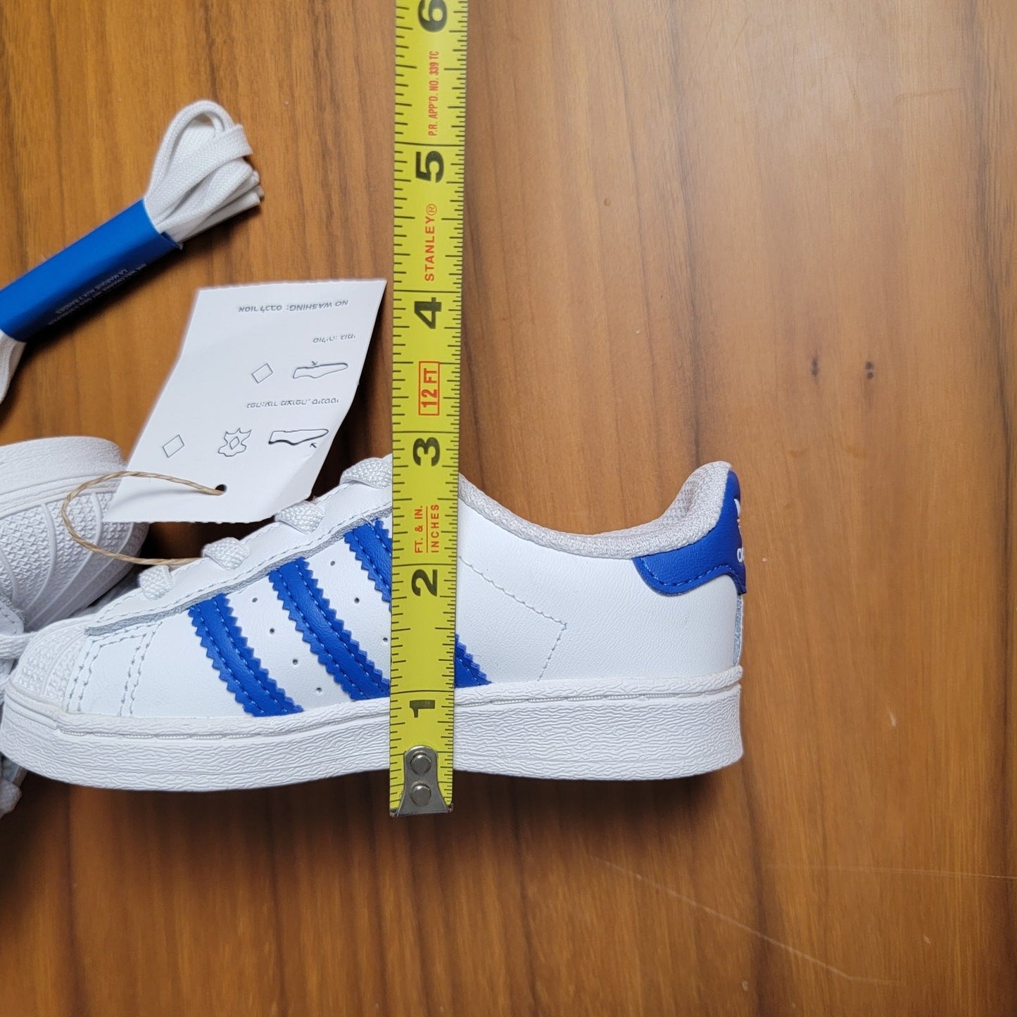 adidas Infant Superstar EL I Sneaker, White Royal Blue Sz 6.5K 8