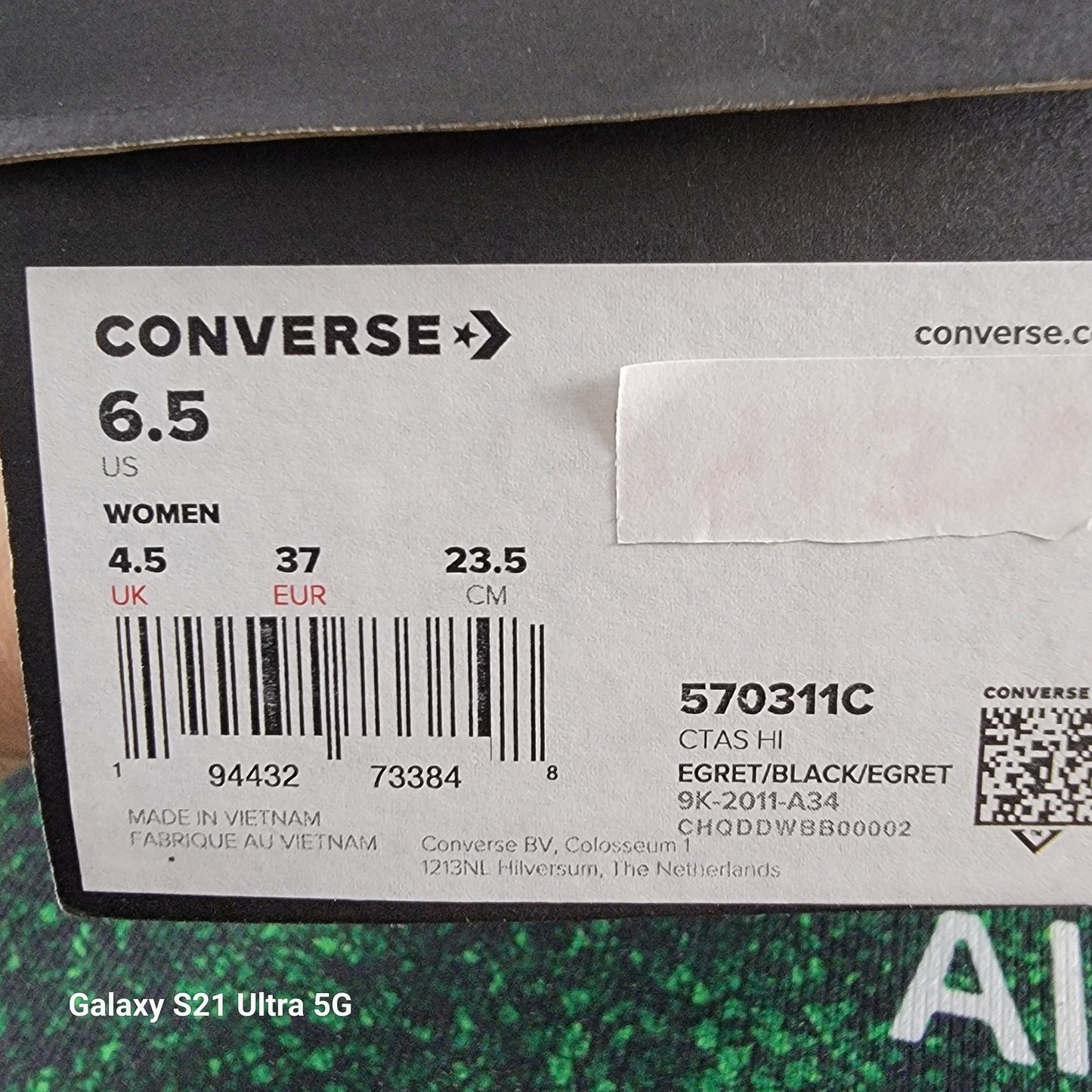 Converse CTAS HI 570311C Womens sz 6.5 Egret/Black9