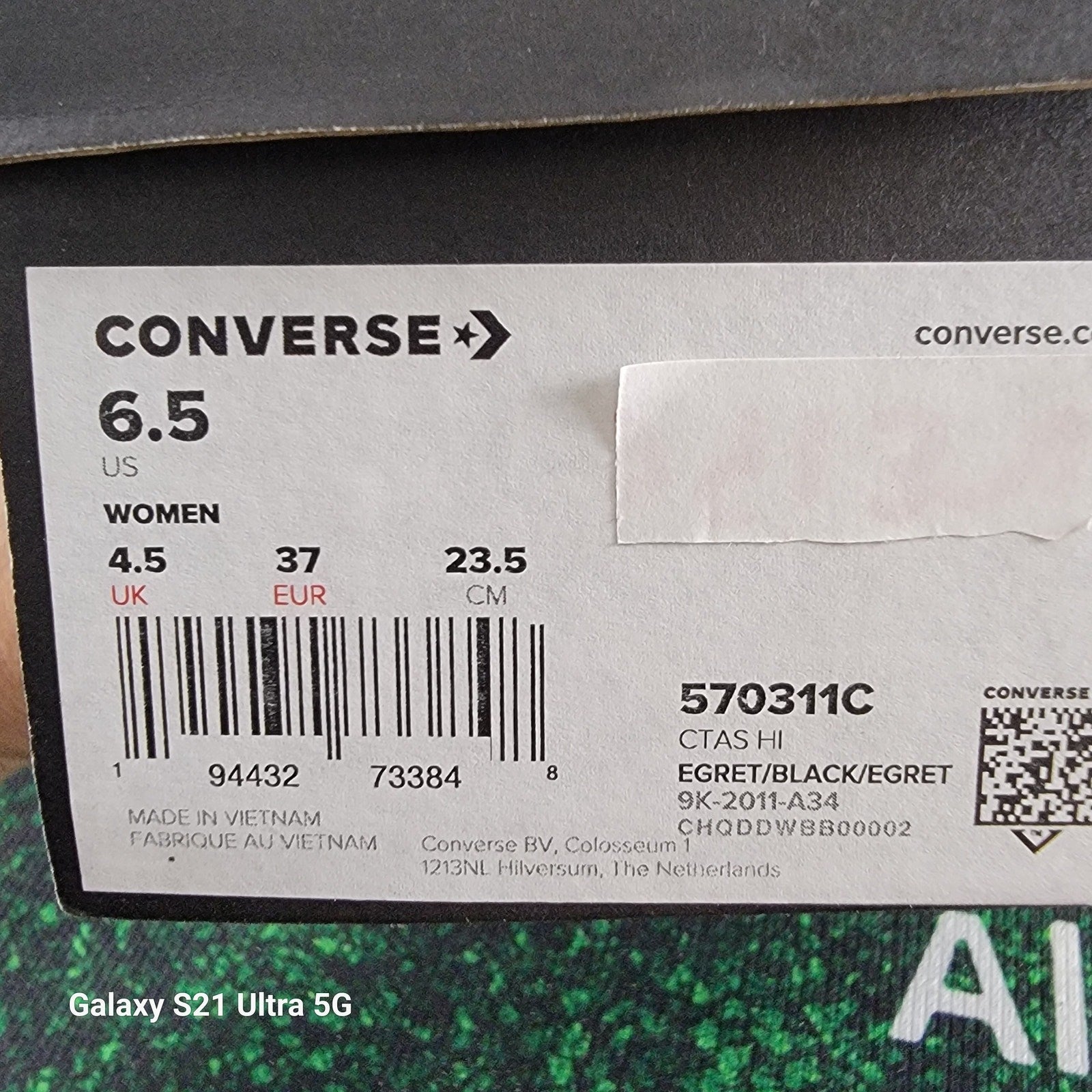 Converse CTAS HI 570311C Womens sz 6.5 Egret/Black9