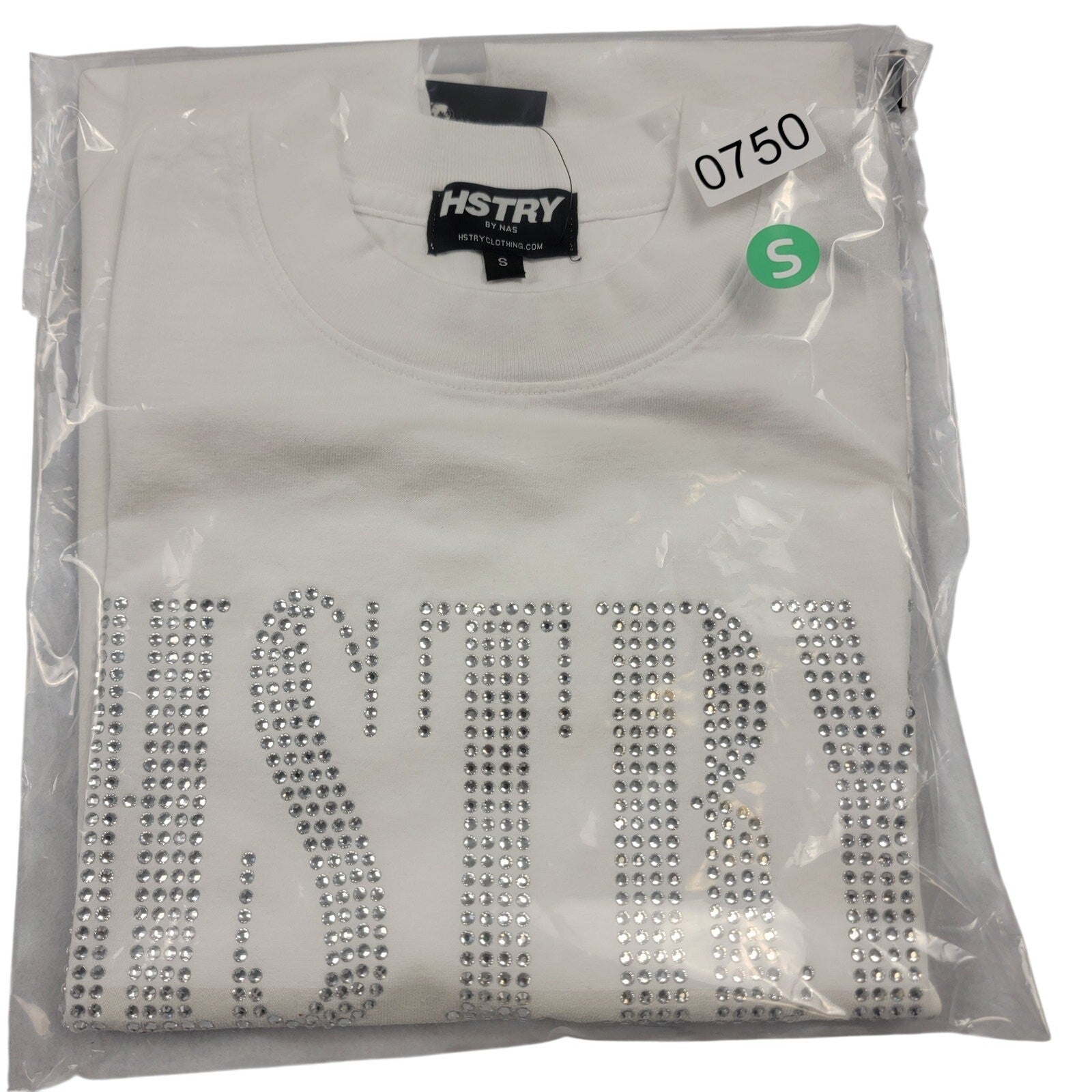 HSTRY by Nas Elvis Rhinestone Graphic Tee White Small NWT Hip Hop Streetwear 7504