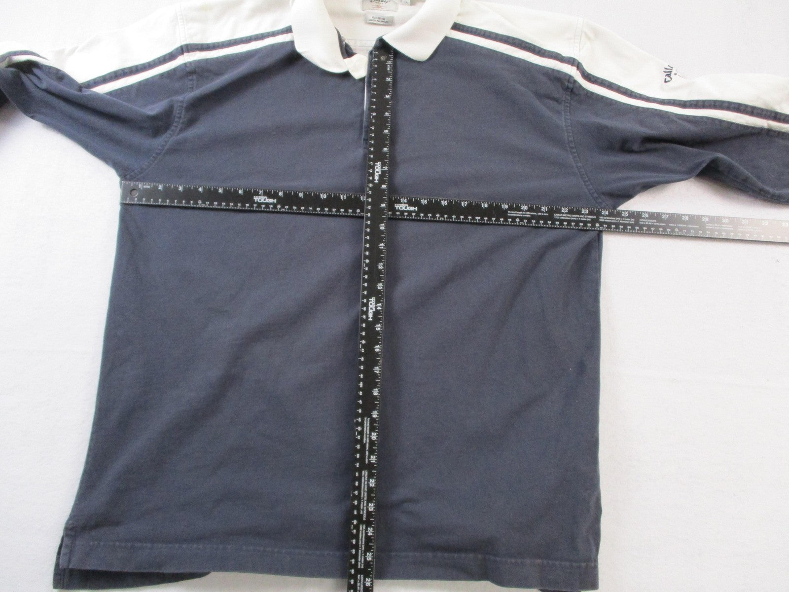 Callaway Golf Sport Polo Shirt Mens XL Blue Long Sleeve Cotton Striped Collared4