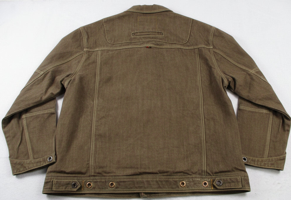 Parish Jacket Mens 4XL Brown Cotton Denim Military Workwear Snap Front Outdoor1