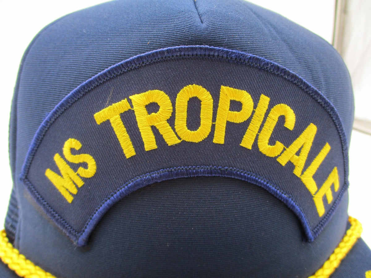 Vintage MS Tropicale Hat Cap Snap Back Mens One Size Blue Nautical Embroidered1