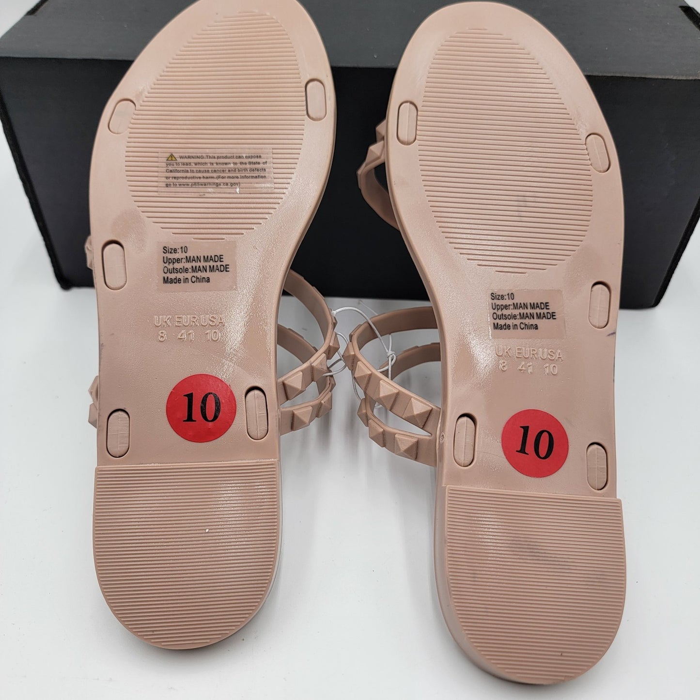 Olivia Miller Womens Sandals Size 10 Nude Studded Jelly Slide Strappy Summer 3803