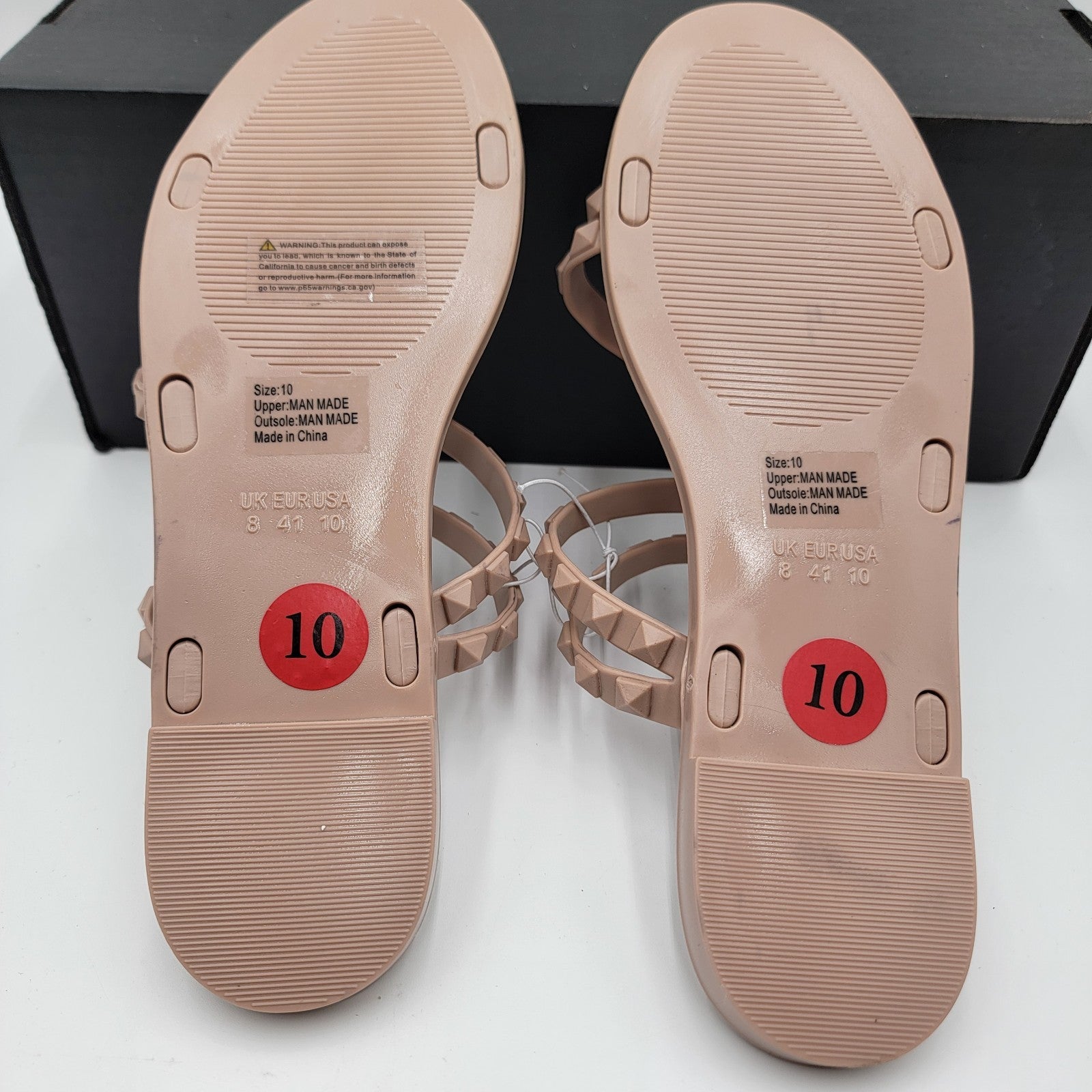 Olivia Miller Womens Sandals Size 10 Nude Studded Jelly Slide Strappy Summer 3803