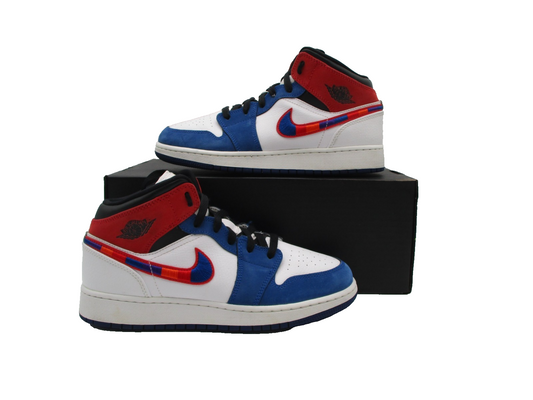 Nike Air Jordan 1 Mid SE Shoes Youth Size 6.5Y MultiColor Swoosh BQ6931146 1E50
