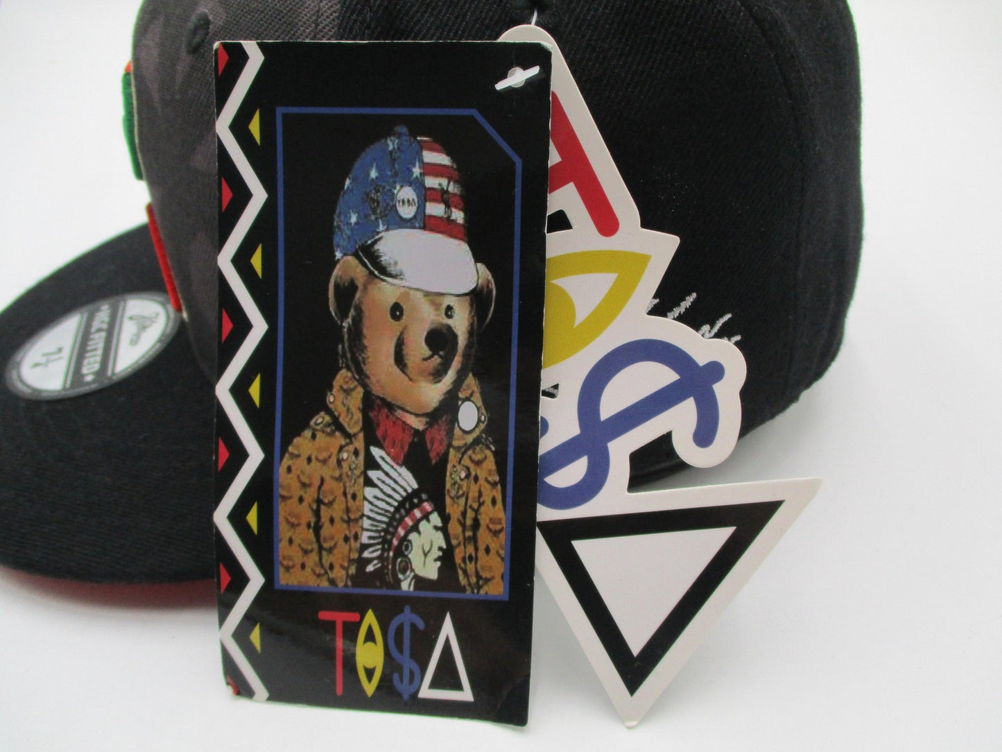 TI$A Hat Cap Fitted Mens 7 1/4 Black Red TISA Vizion TO$A Logo Streetwear7