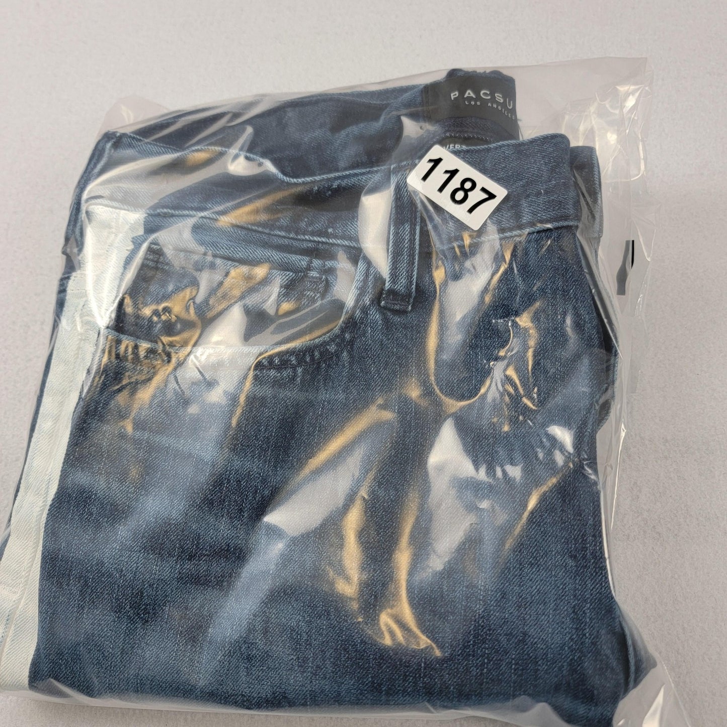 PacSun Jeans Mens 32x32 Blue Stacked Skinny Vertical Stretch 'Distressed'