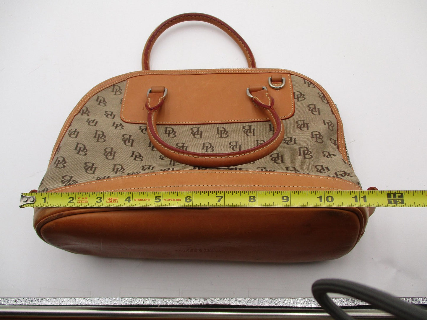 Vintage Dooney & Bourke Satchel Bag Womens Medium Brown Monogram Canvas USA11