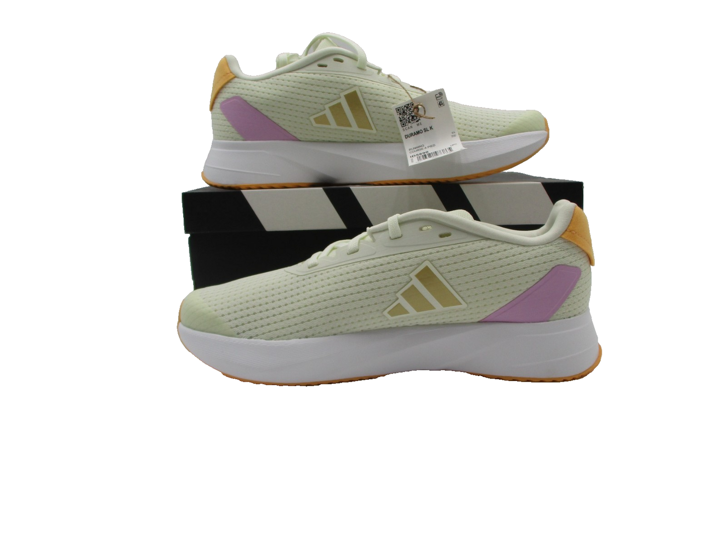 Adidas Duramo SL K Running Shoes Light Yellow Lilac Orange ID5890 Size 6 New2