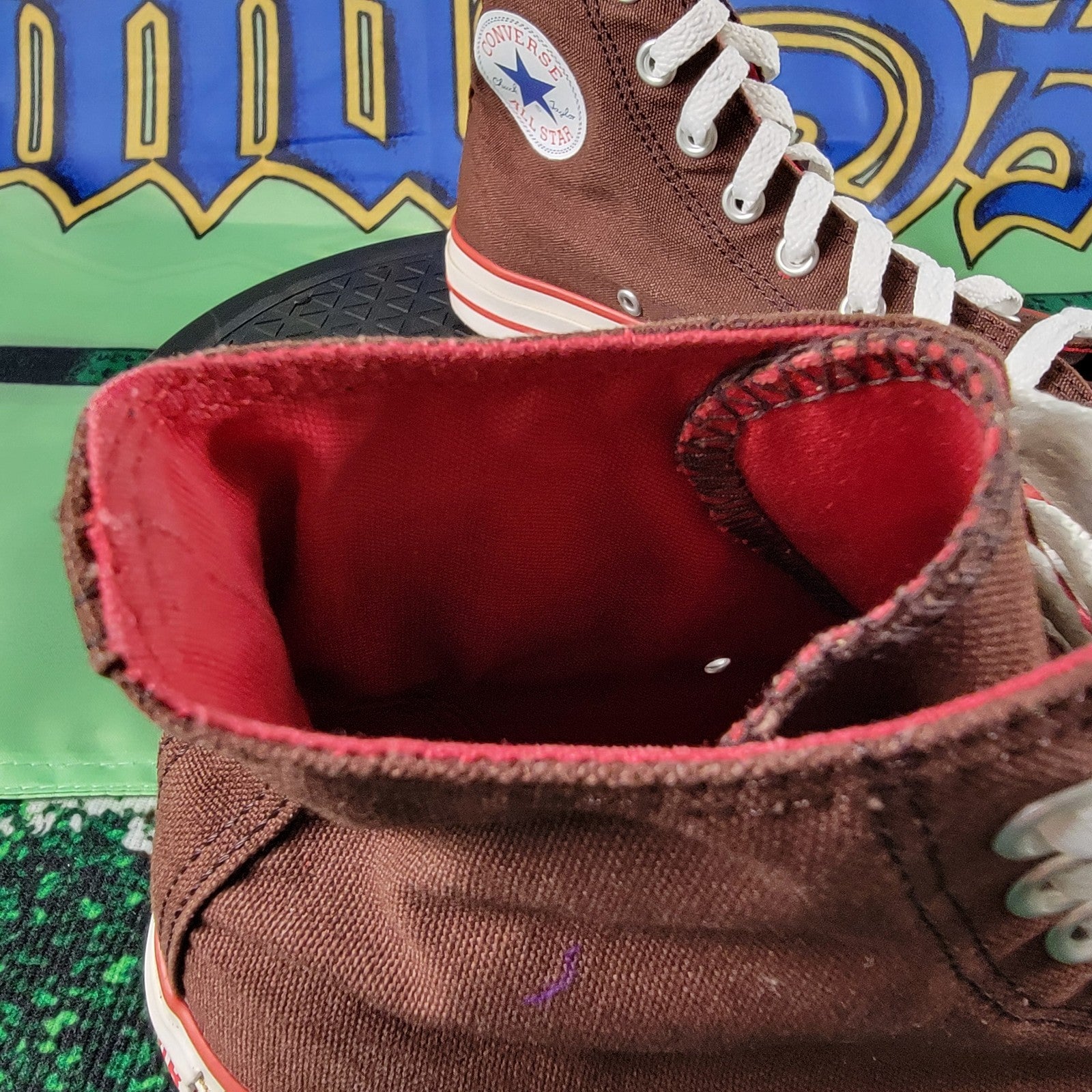 Converse Chuck Taylor All Star High Top Brown Red Men’s 8 Preowned