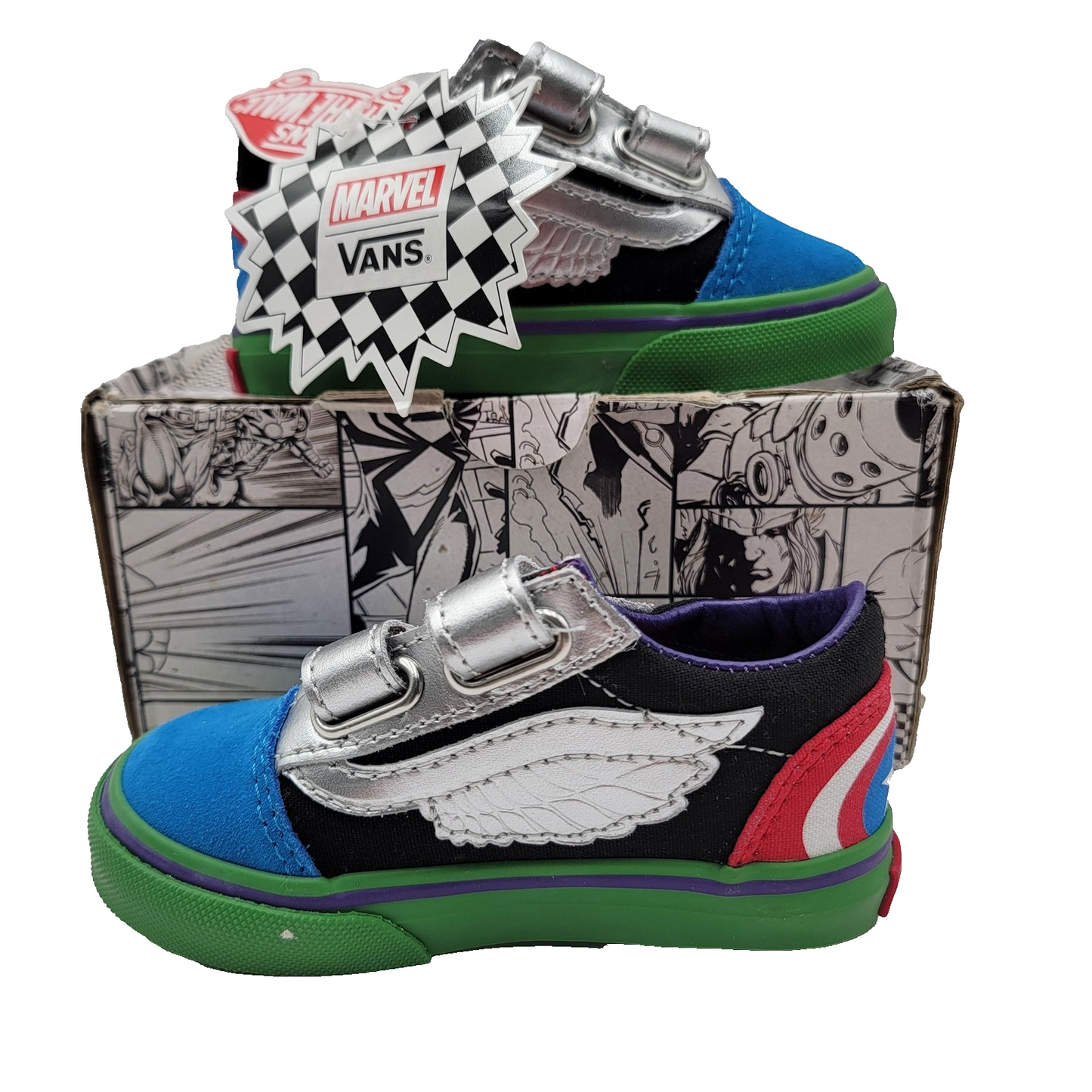 Vans Marvel Avengers Old Skool V Toddler Shoes 5 Captain America Hulk Wing NWT1