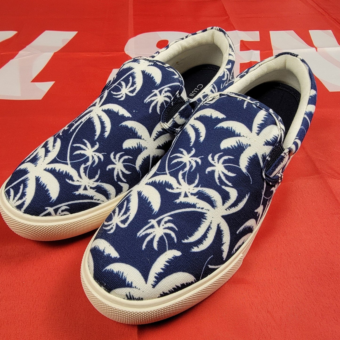 Club Room Slip On Tate Navy Palm Sz 8M 1001474970