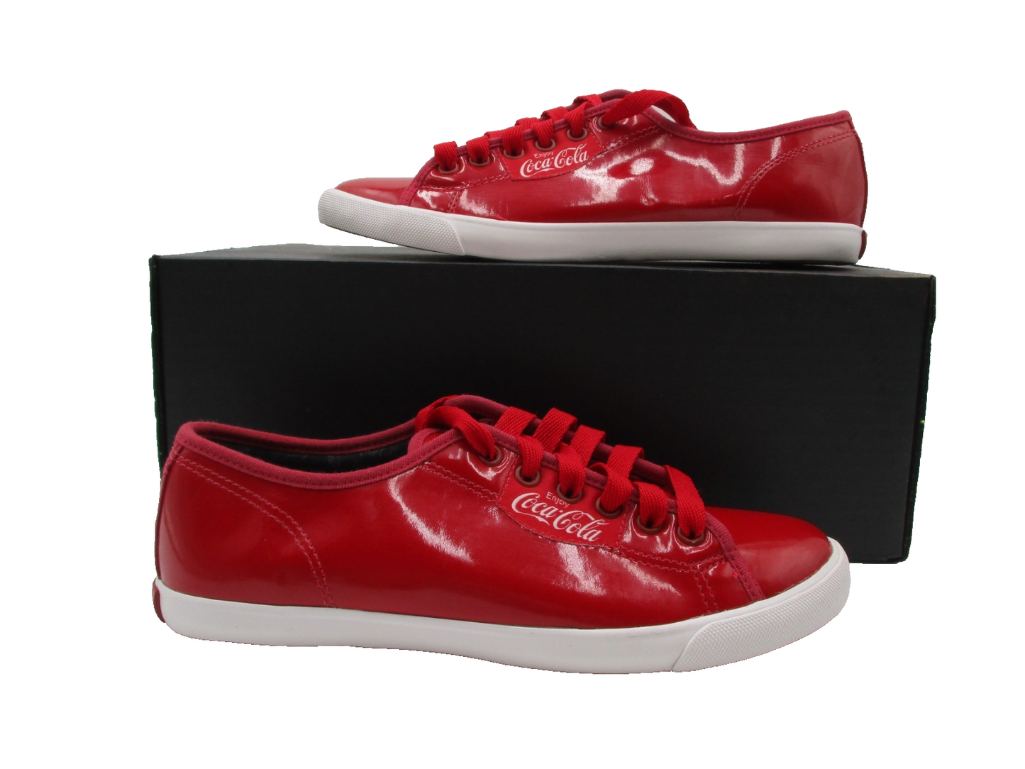 RARE CocaCola Brazil Womens US 5 Red Low Top Sneakers Patent Glossy (1G6)0