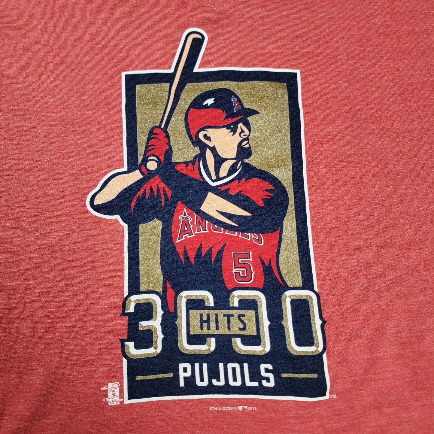 Los Angeles Angels Women's Red Pujols 3000 Hits New Era Shirt
