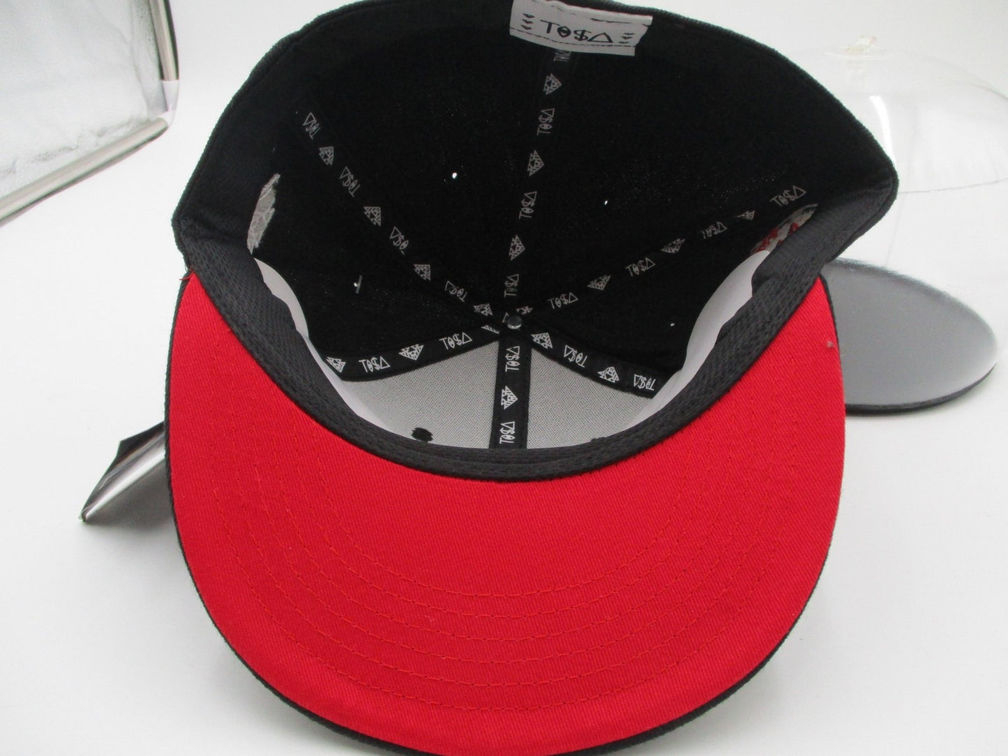 TI$A Hat Cap Fitted Mens 7 1/4 Black Red TISA Vizion TO$A Logo Streetwear10