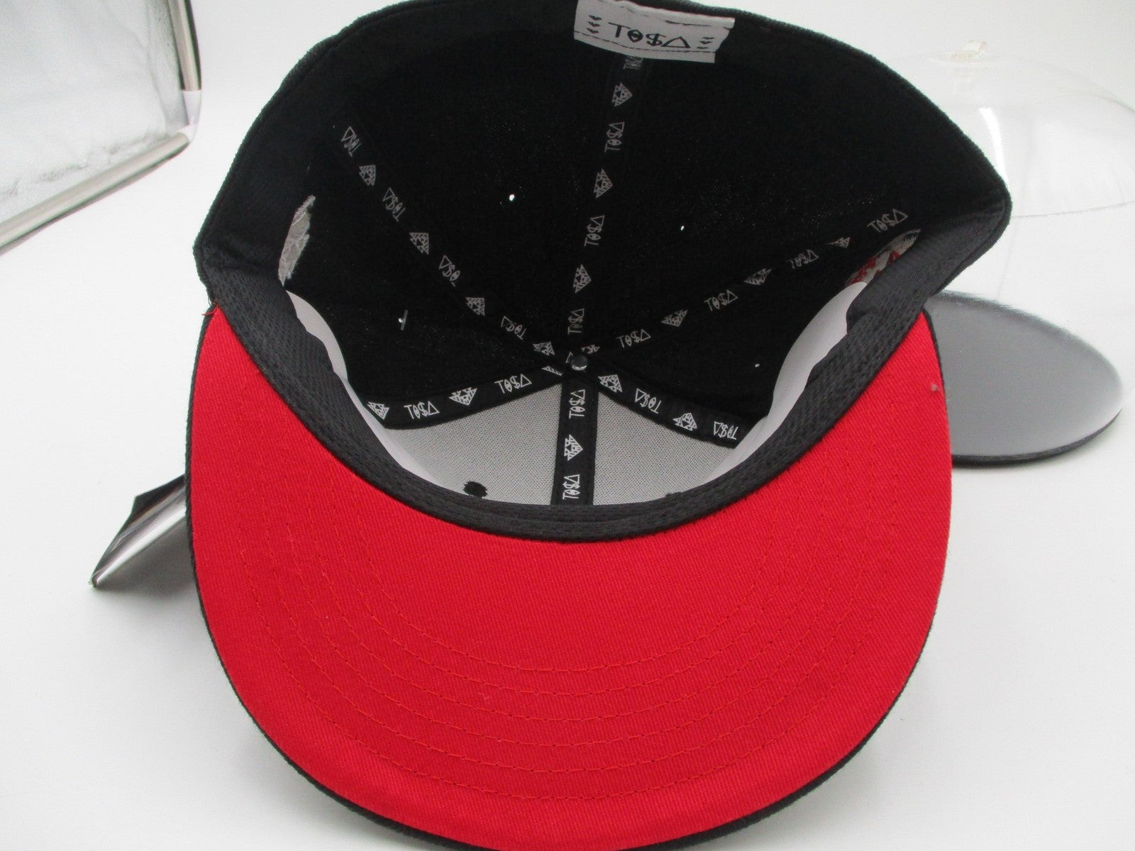 TI$A Hat Cap Fitted Mens 7 1/4 Black Red TISA Vizion TO$A Logo Streetwear10