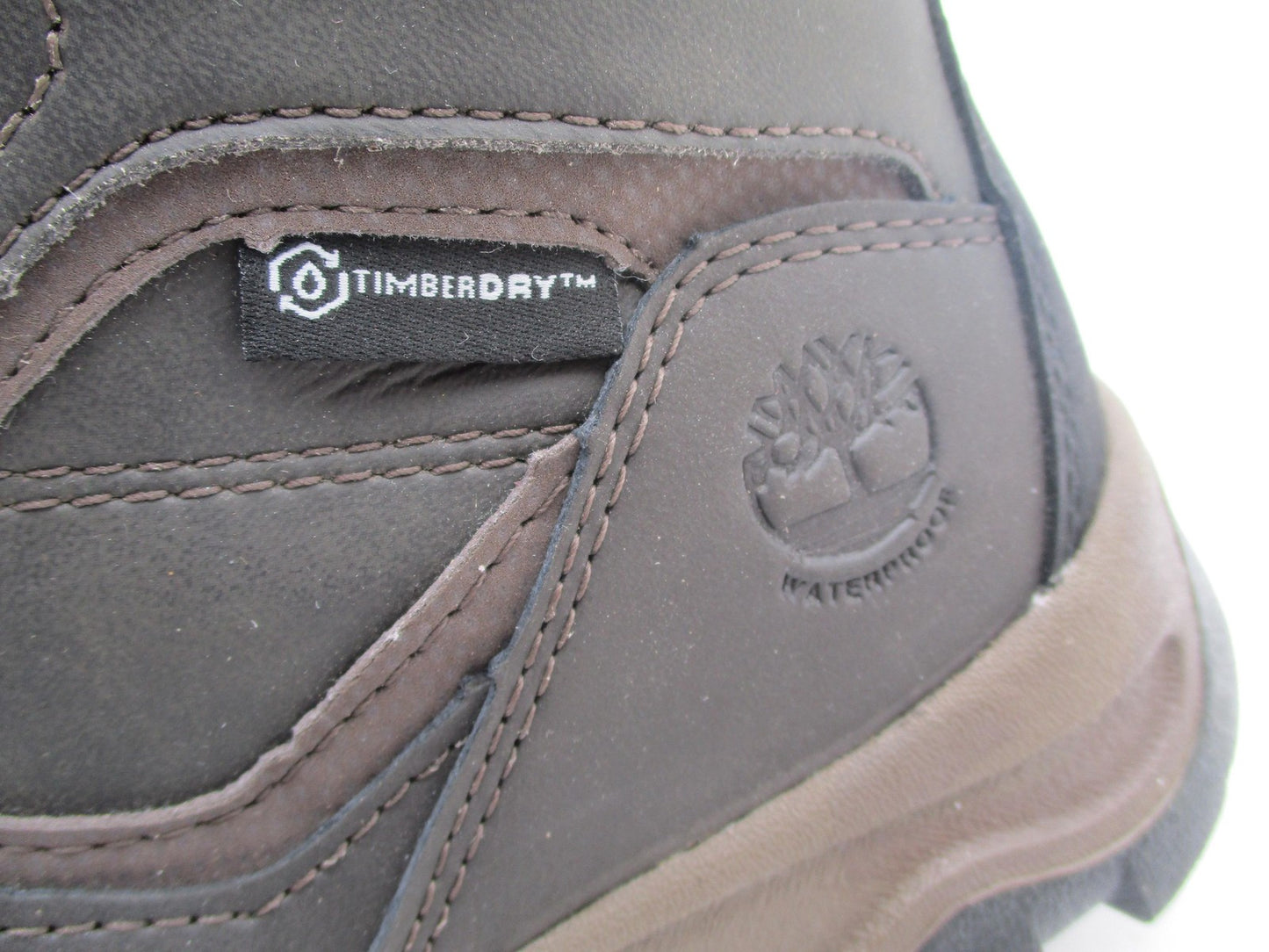 Timberland Boots Boys Sz 2 Brown Waterproof Leather Hiking Snow Trail A16I3 1C111