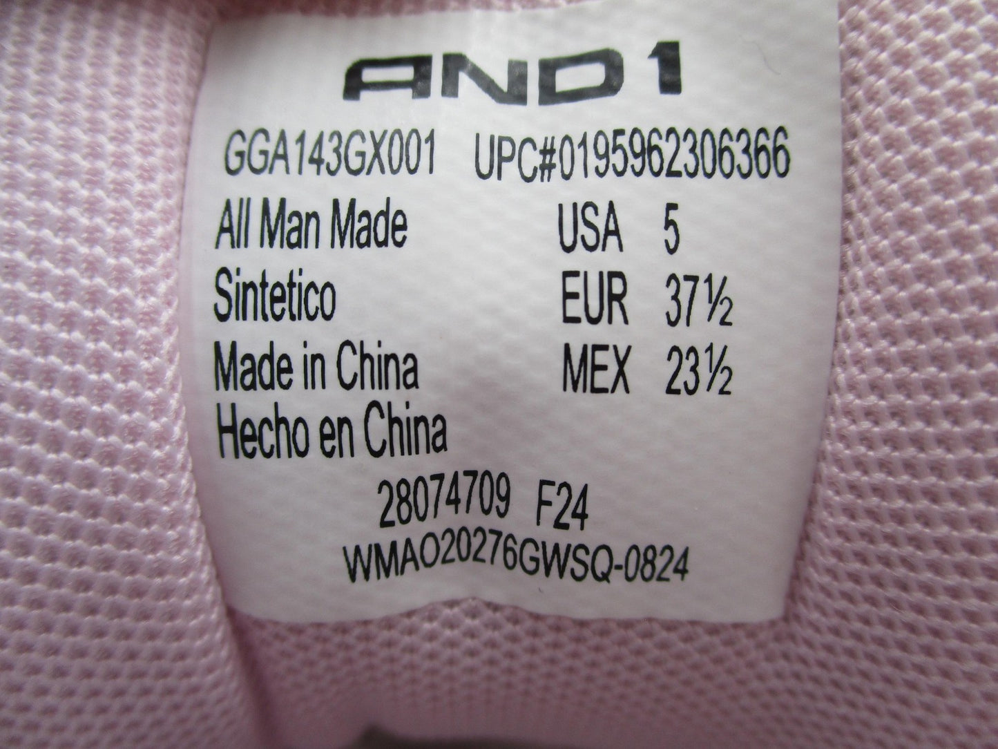 AND1 Shoes Kids Size 5 White Pink Basketball Sneakers Mid Top GGA143GX001 1A28
