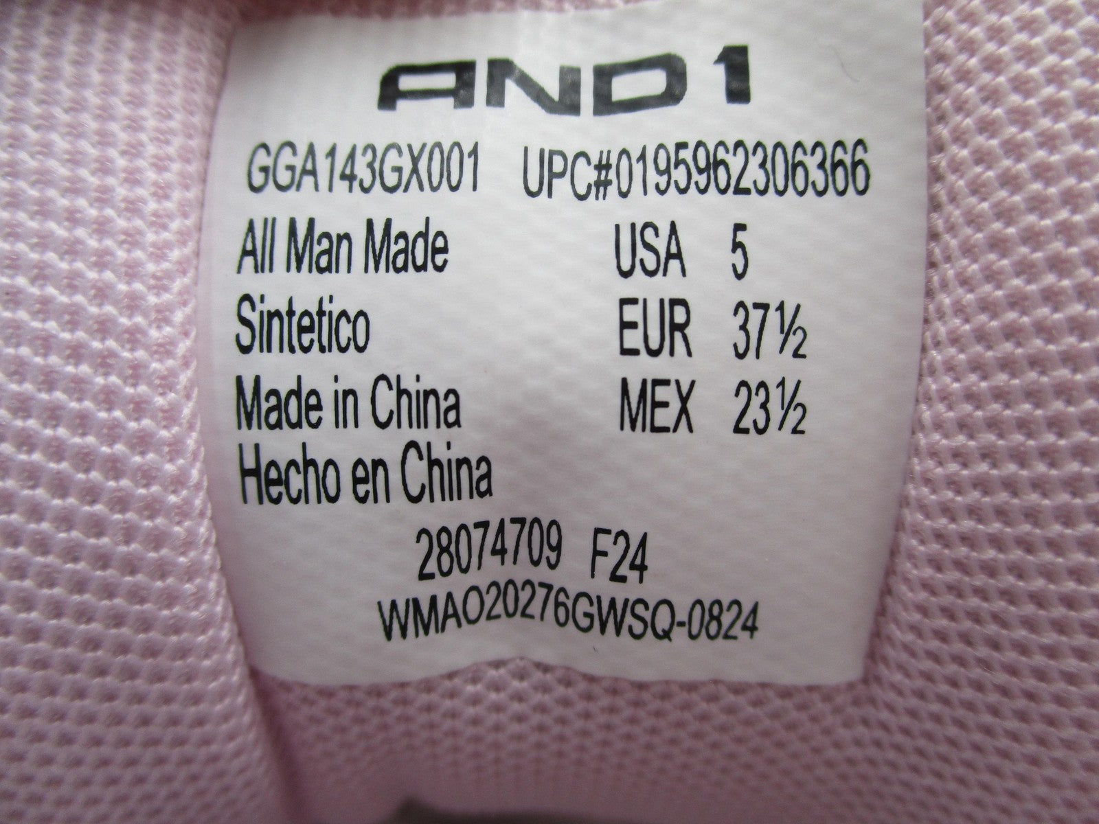 AND1 Shoes Kids Size 5 White Pink Basketball Sneakers Mid Top GGA143GX001 1A28