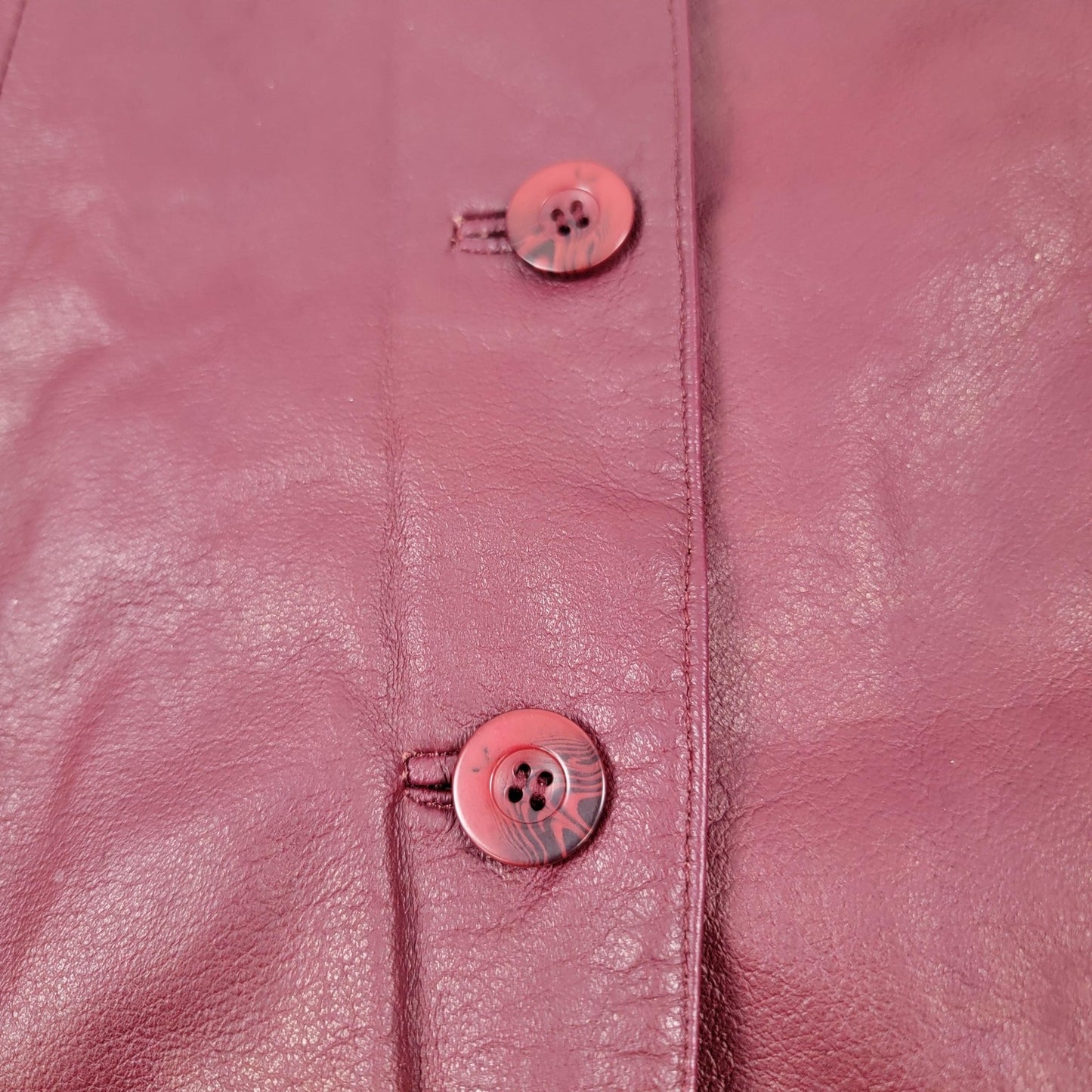 Tribeca Studio Leather Blazer Jacket Womens Medium Burgundy Button Front Lined5