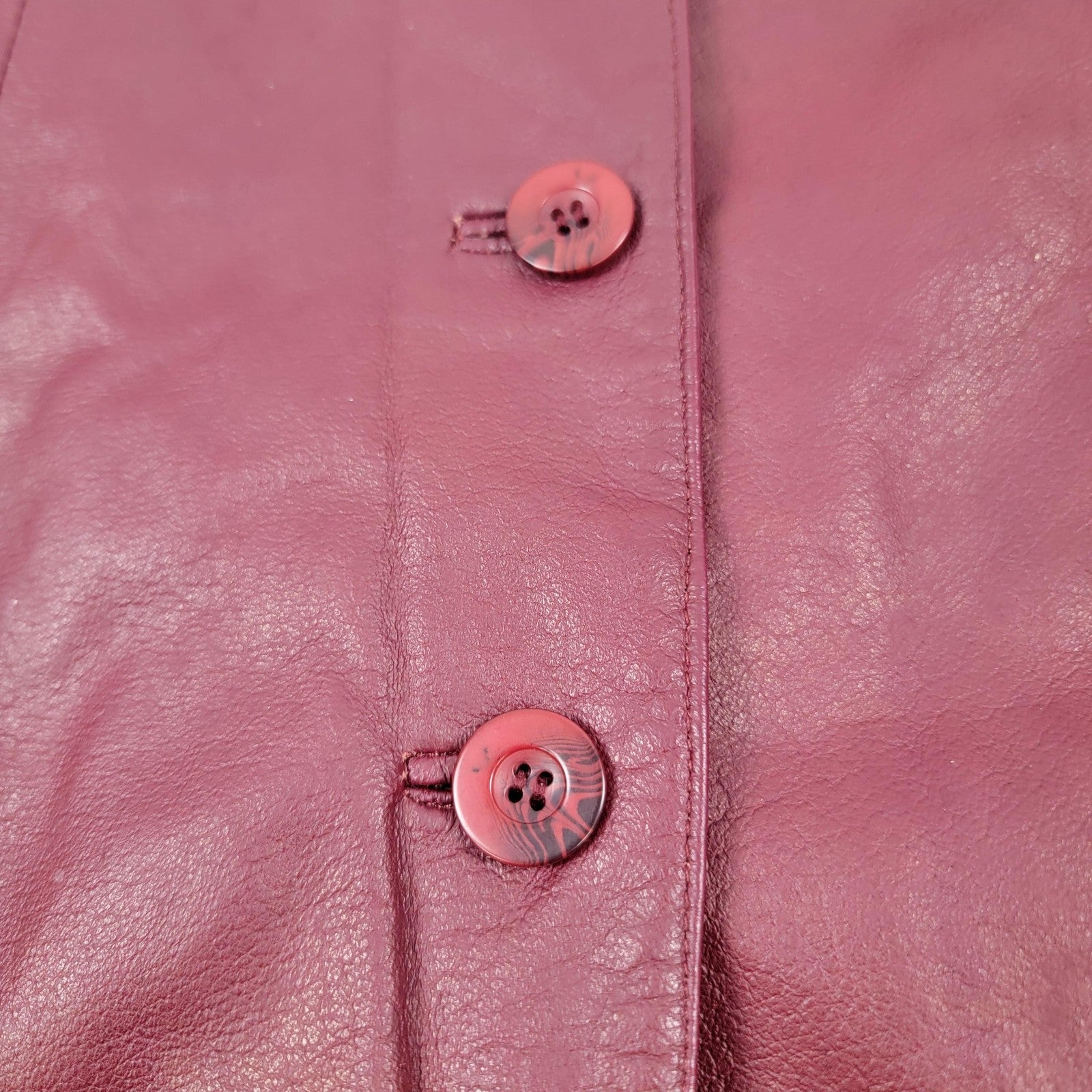 Tribeca Studio Leather Blazer Jacket Womens Medium Burgundy Button Front Lined5