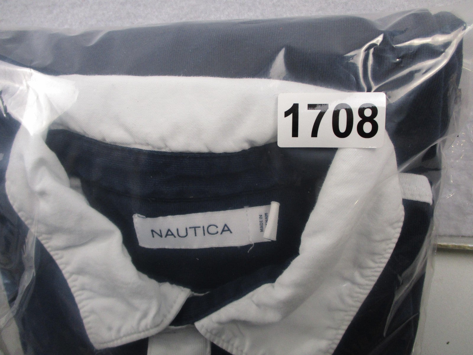 Nautica Polo Shirt Mens Medium Blue White Long Sleeve Colorblock Cotton Logo11