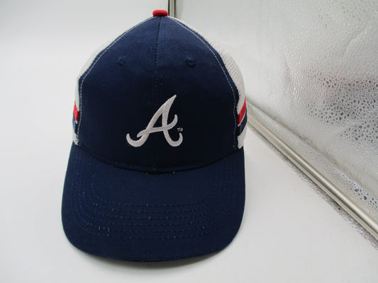 Atlanta Braves Hat Cap Snap Back One Size Blue MLB Baseball Mens Mesh Trucker0