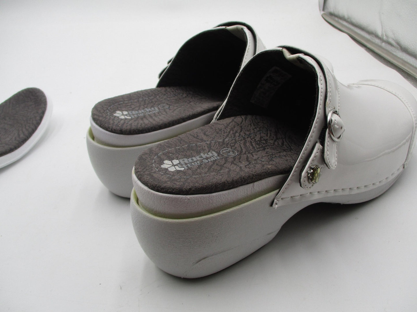Rocky 4EurSole Shoes Womens Size 10 White Patent Clog Slip Resistant RKH05122