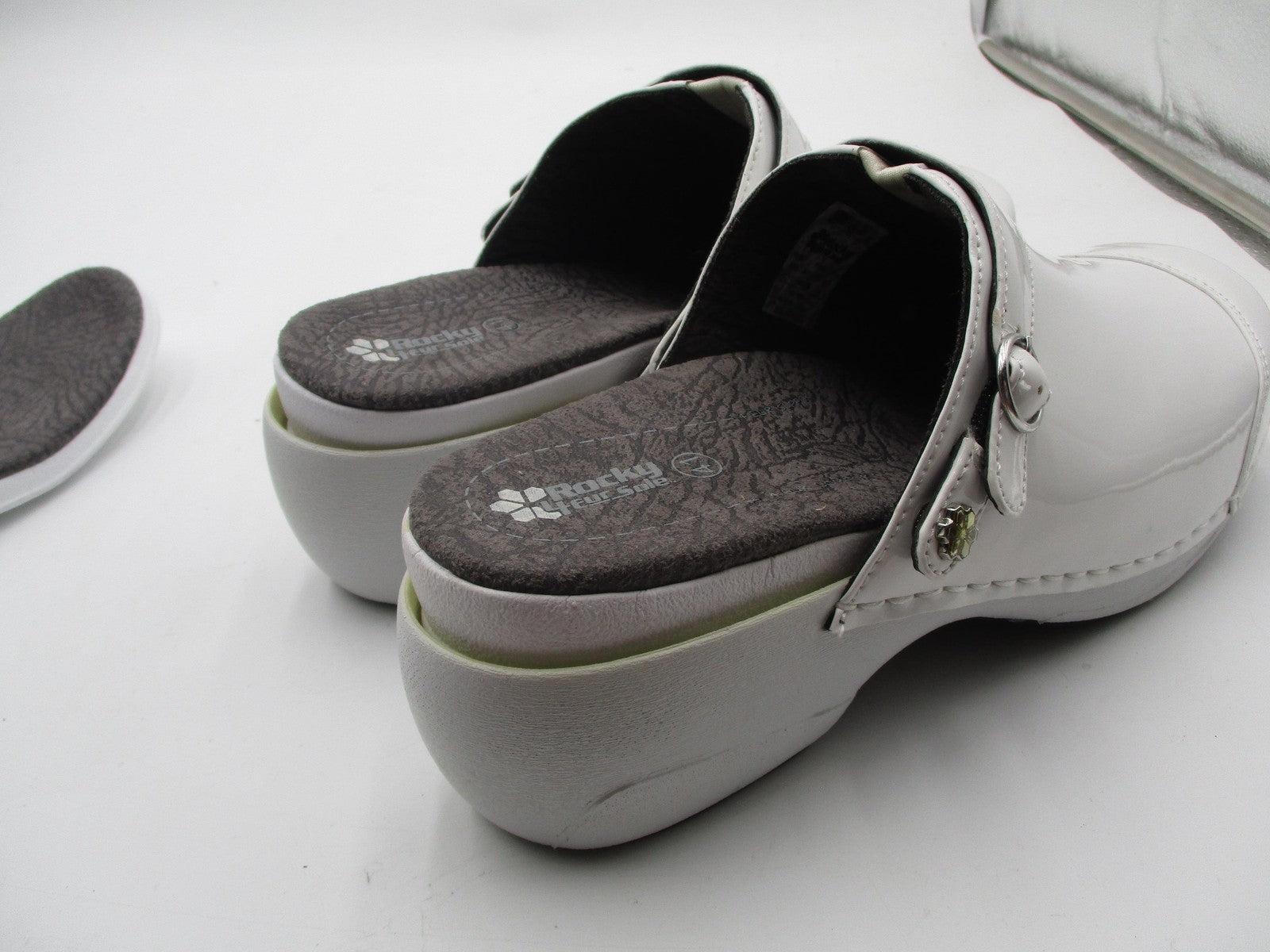 Rocky 4EurSole Shoes Womens Size 10 White Patent Clog Slip Resistant RKH05122