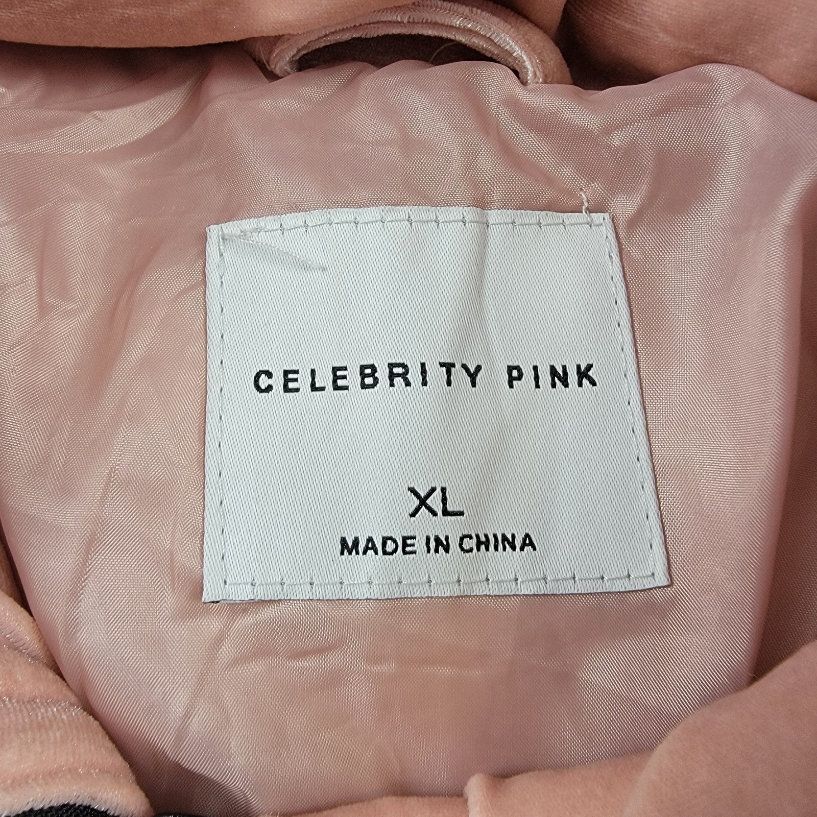 Celebrity Pink XL Pink Velvet Faux Leather Puffer Jacket Women’s