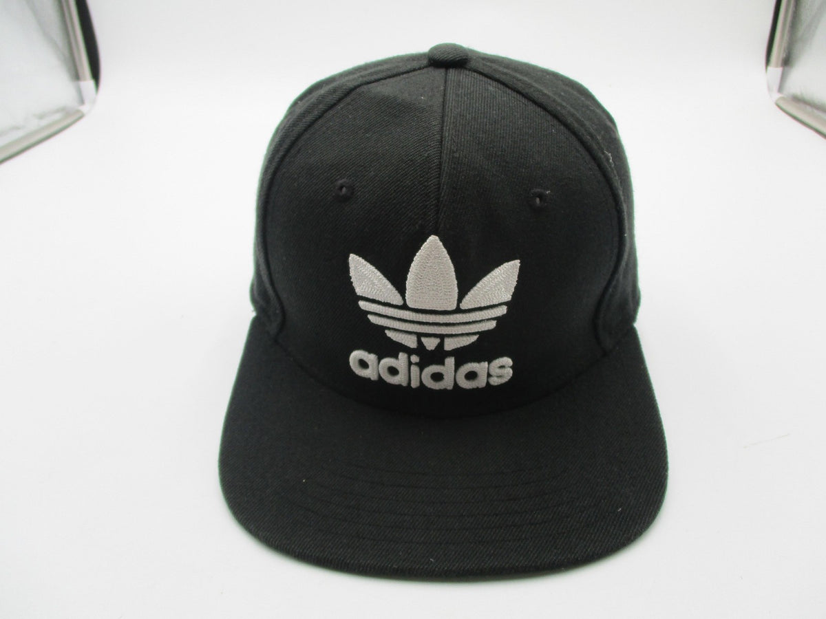 Adidas Hat Cap Snap Back Mens One Size Black Trefoil Logo Green Brim Embroidered1