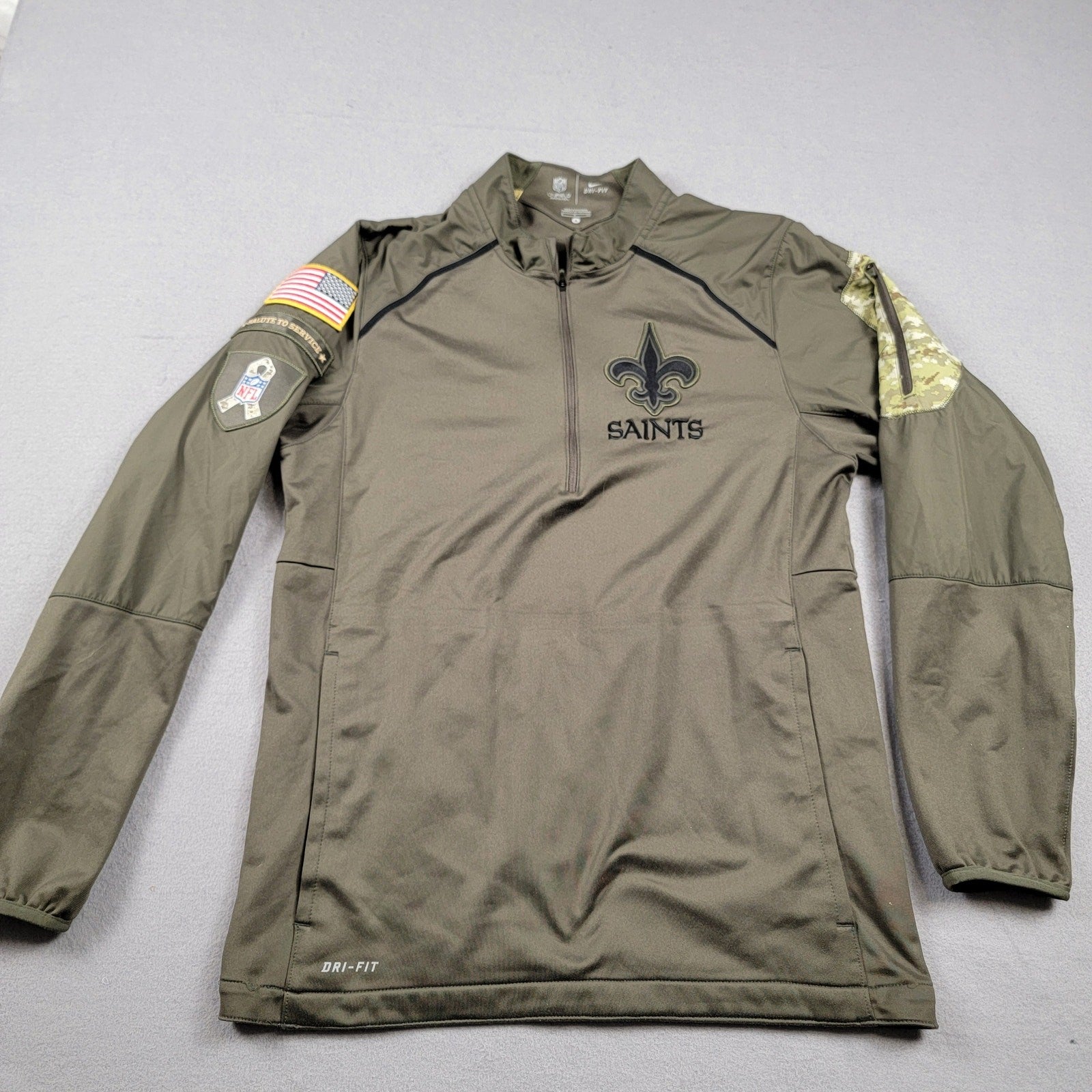 Nike DriFit New Orleans Saints Salute to Service Zip Up Sz S