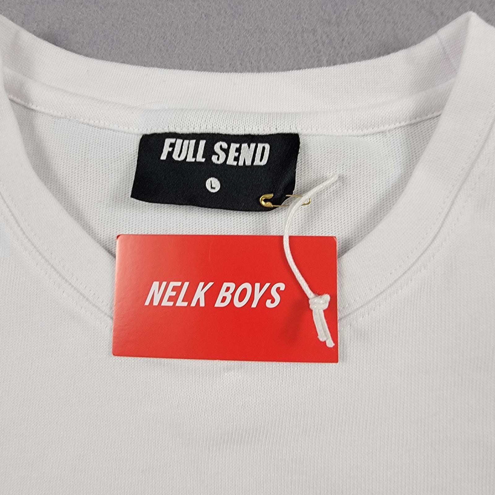 Full Send Nelk Boys Mens Large White T Shirt New NWT 100% Cotton3