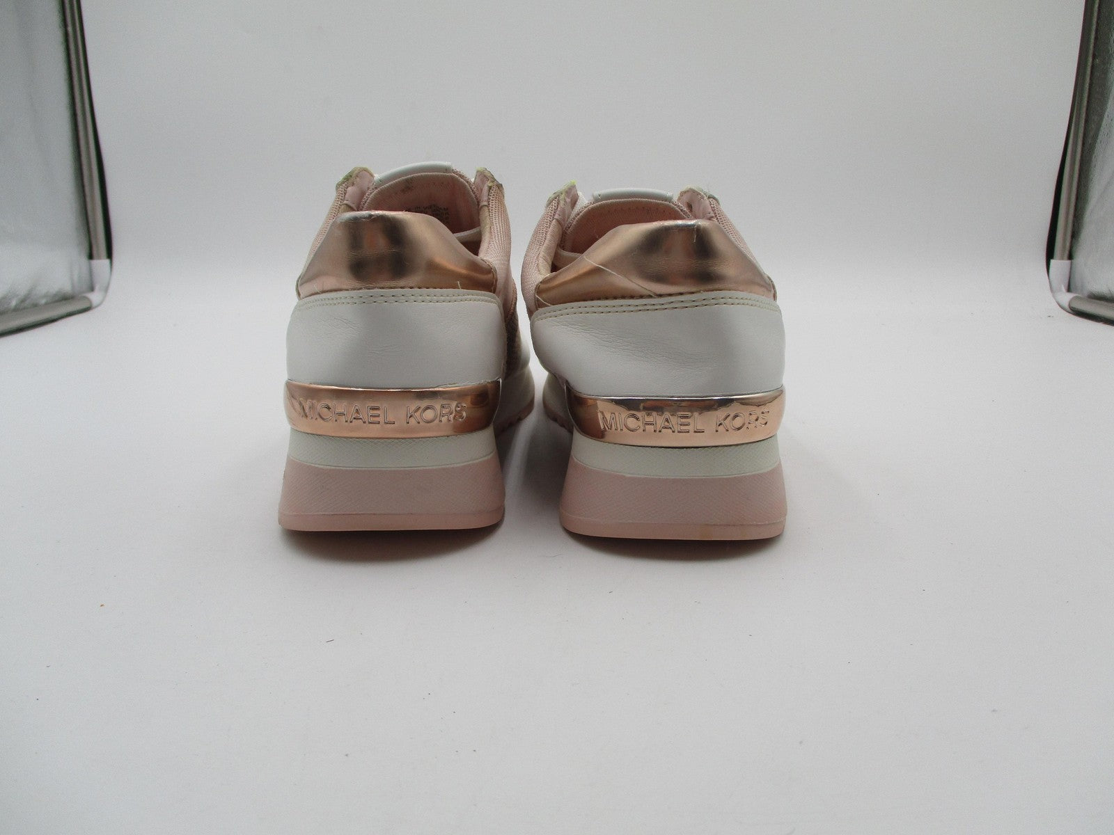 Michael Kors Shoes Womens Size 7.5 Pink Rose Gold Colorblock Sneakers AN21A 1P96