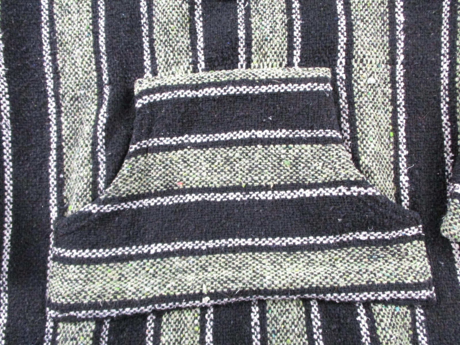 Sunspecs Hoodie Mens Medium Green Black Striped Pullover Knit Baja Pocket3