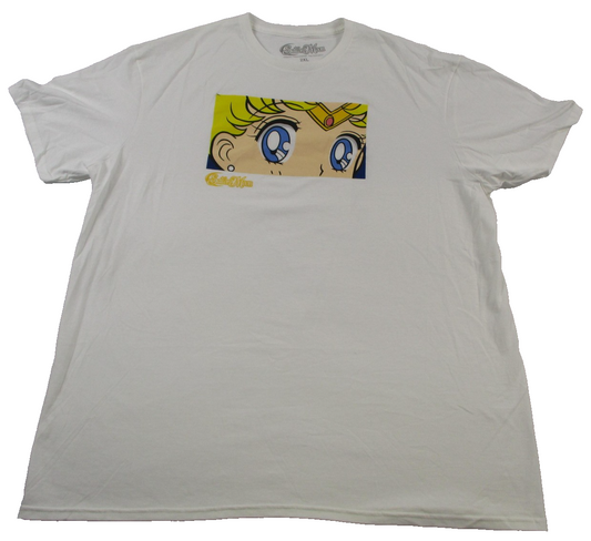 Sailor Moon Shirt Mens 2XL White Graphic Anime Cartoon Tee 100% Cotton 1352530