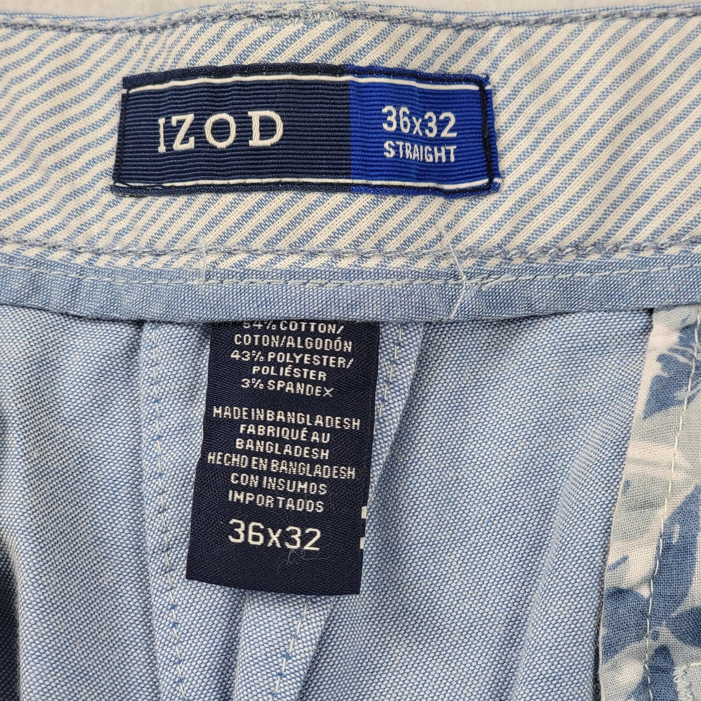 IZOD Pants Mens 36x32 Light Blue Straight Fit Chino Stretch Casual