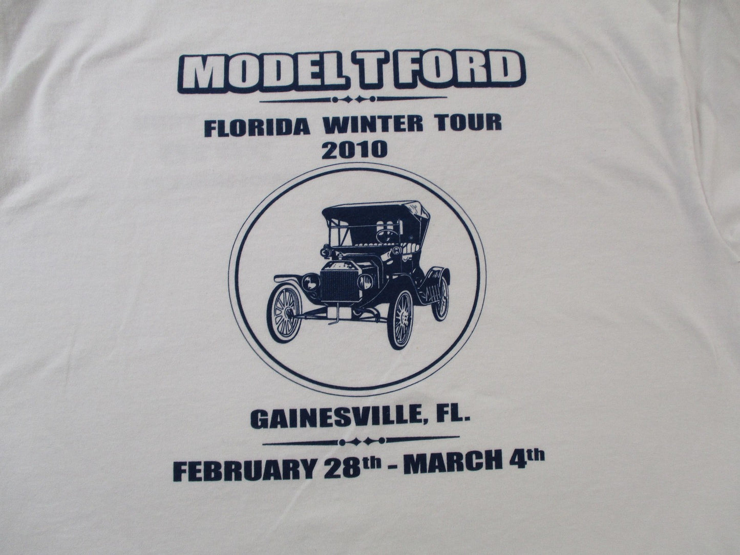 Model T Ford Florida Winter Tour Shirt Mens Medium White Hanes Gainesville 20103