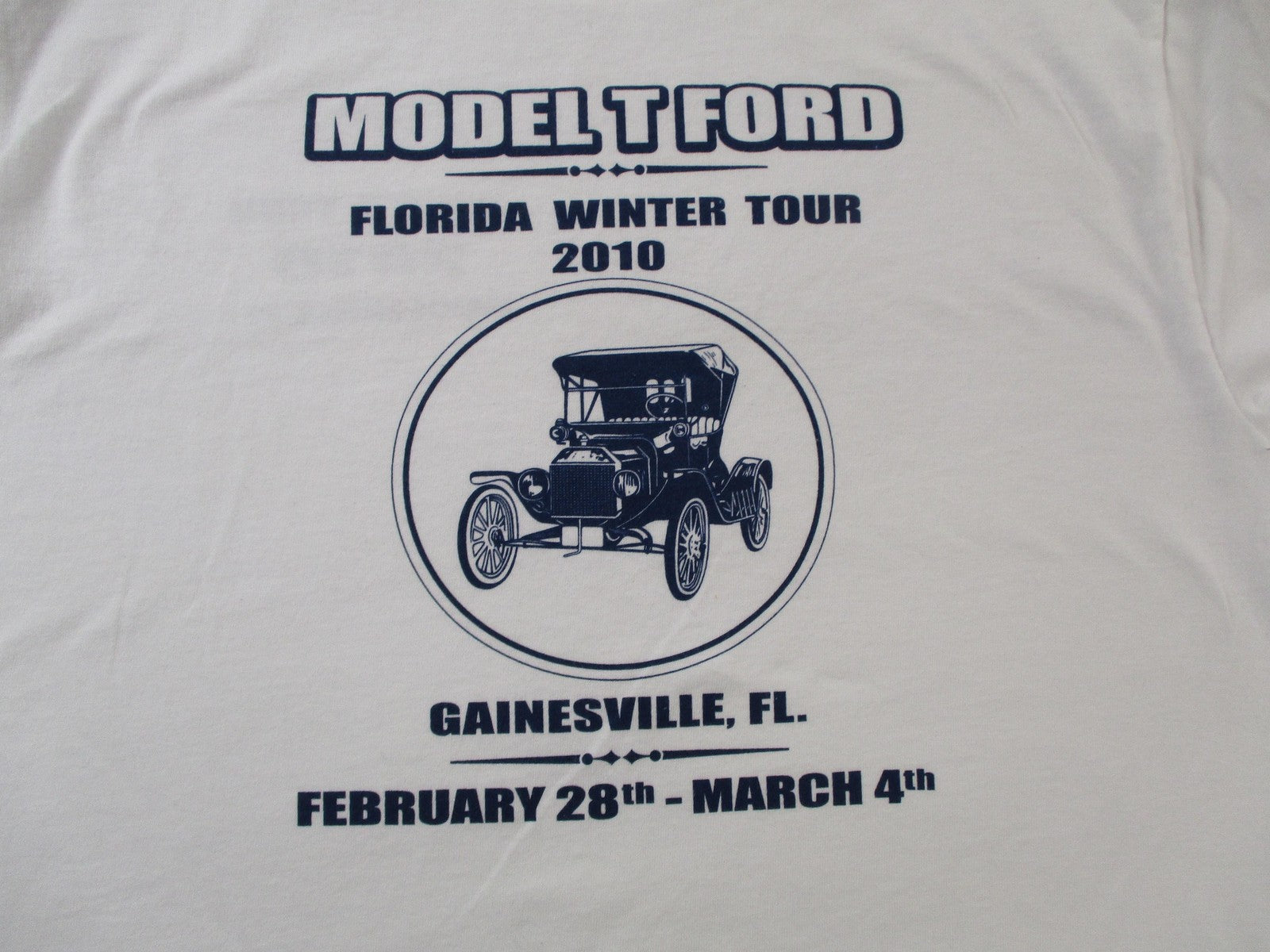 Model T Ford Florida Winter Tour Shirt Mens Medium White Hanes Gainesville 20103