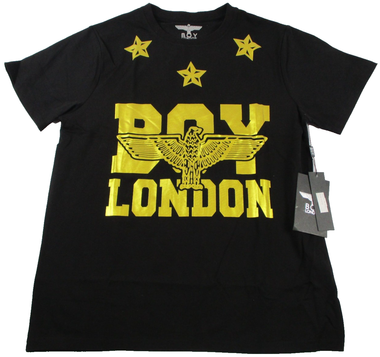 Boy London Shirt Mens Large Black Gold Eagle Logo Streetwear Graphic Tee 13080