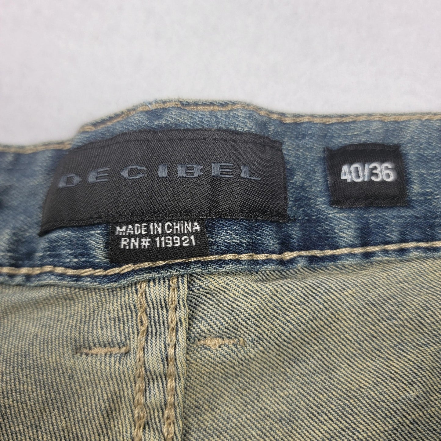 Decibel Jeans Mens 40x36 Blue Distressed Cargo Pockets Straight Leg