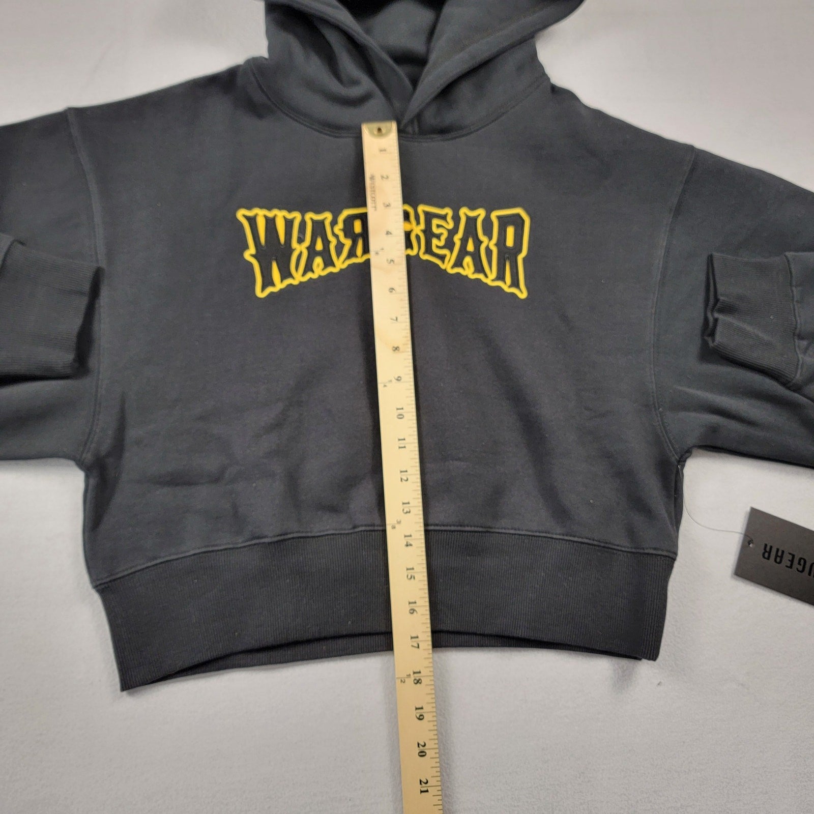 RawGear War Gear Cropped Hoodie Large Charcoal Yellow Logo NWT