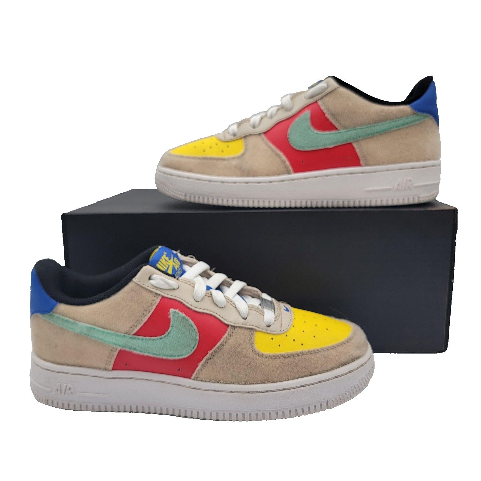 Nike Air Force 1 Youth Size 5.5Y Detachable Patches FN7818-100 Sneakers