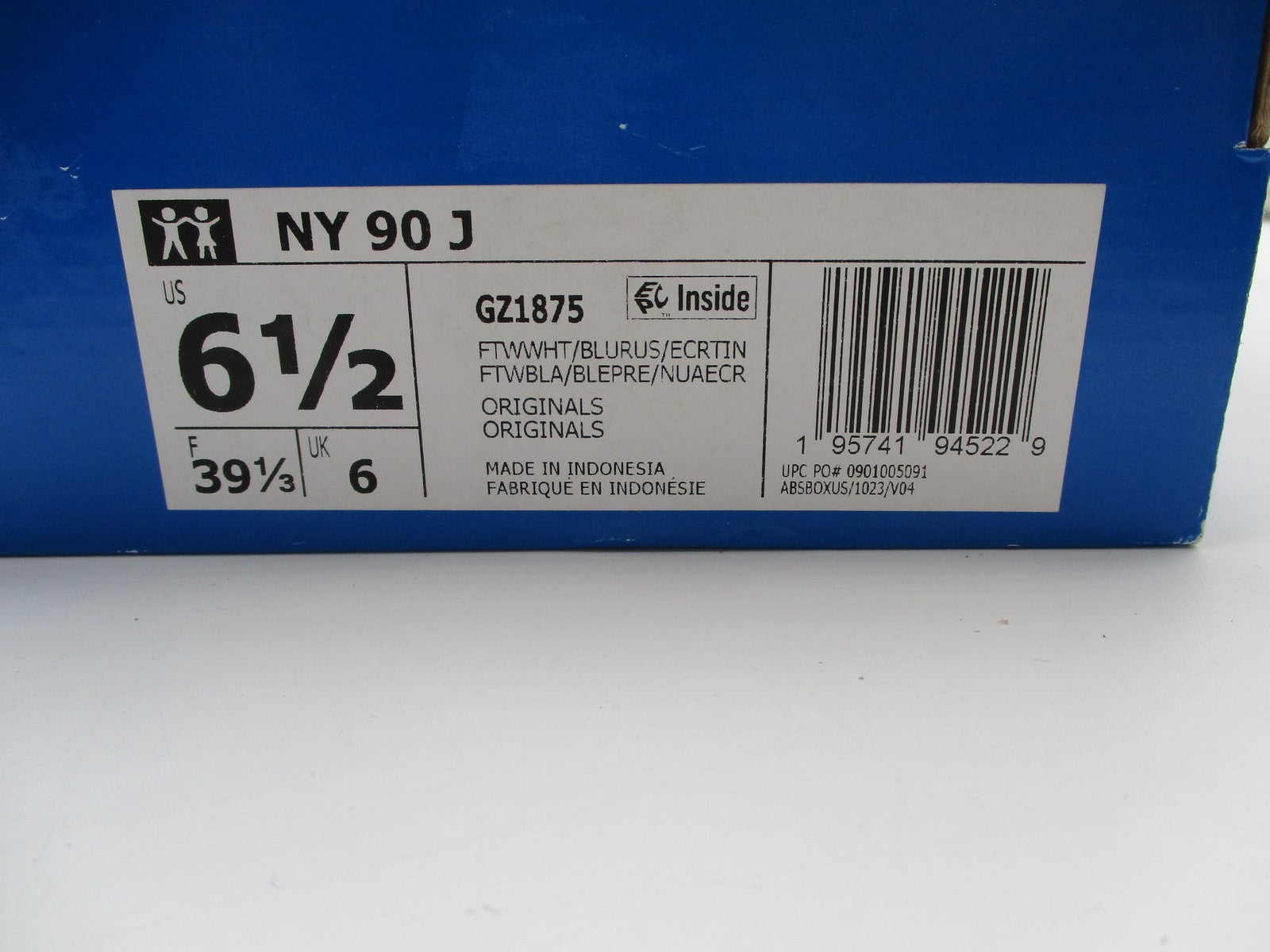 Adidas NY 90 J Shoes Youth Size 6.5 White Blue Low Top Sneakers GZ187515