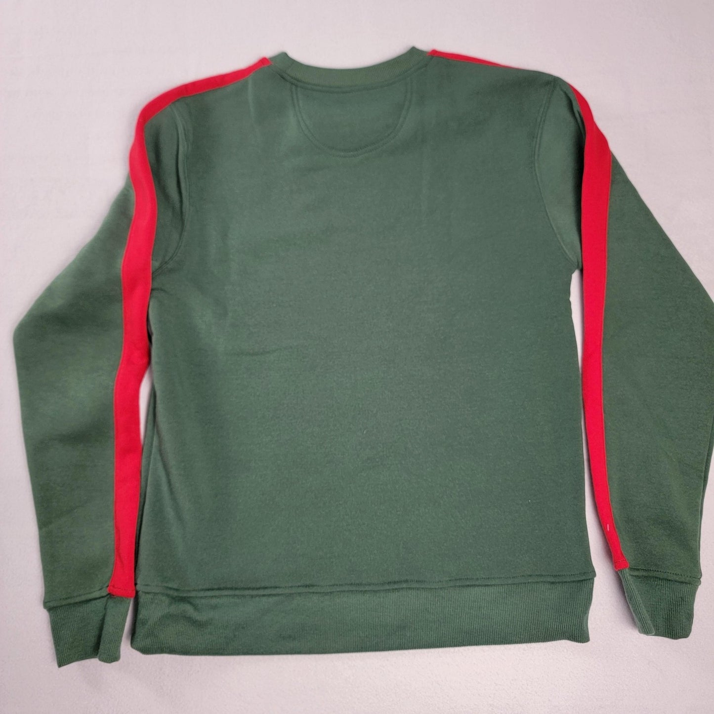 Royal Blue Sweater Mens Medium Green Red Crewneck Pullover Stripe Athletic