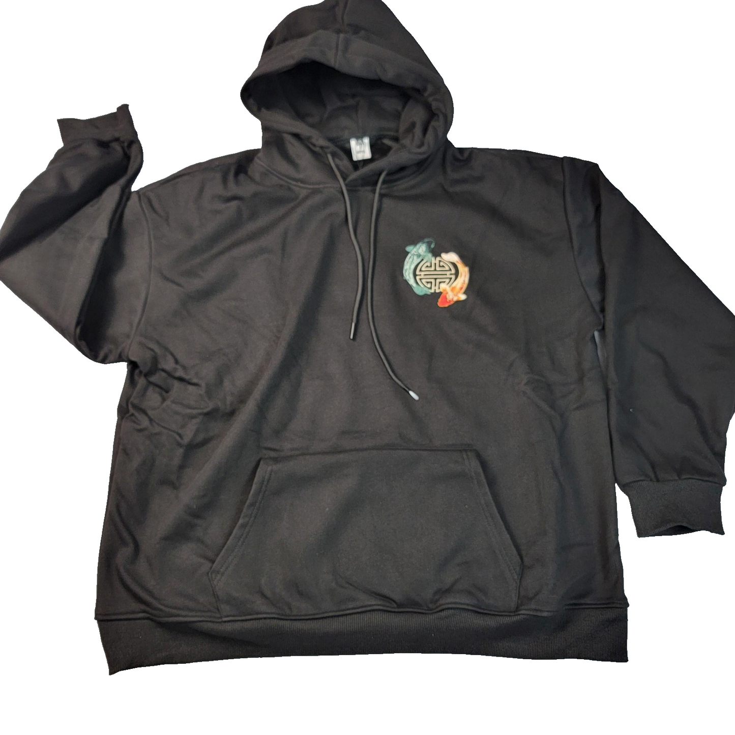 NIEPCE Hoodie Mens 2XL Black Embroidered Koi Fish Pullover Sweatshirt New