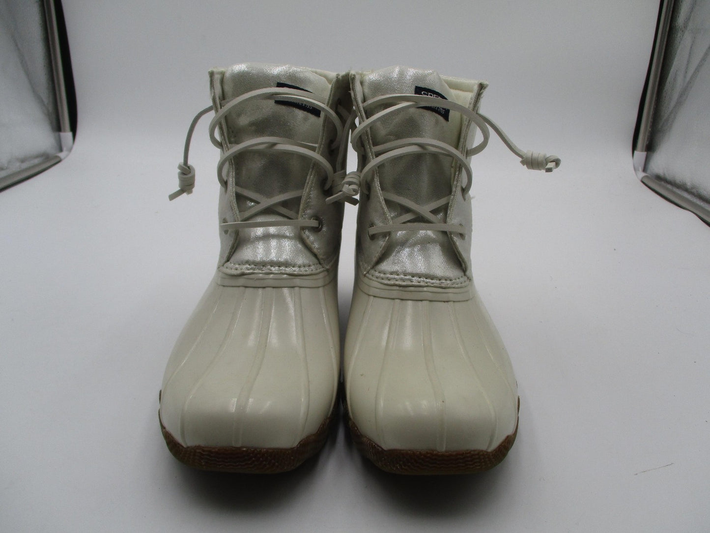 Sperry Saltwater Boots Girls Size 4 White Waterproof Duck Rain Snow Winter1