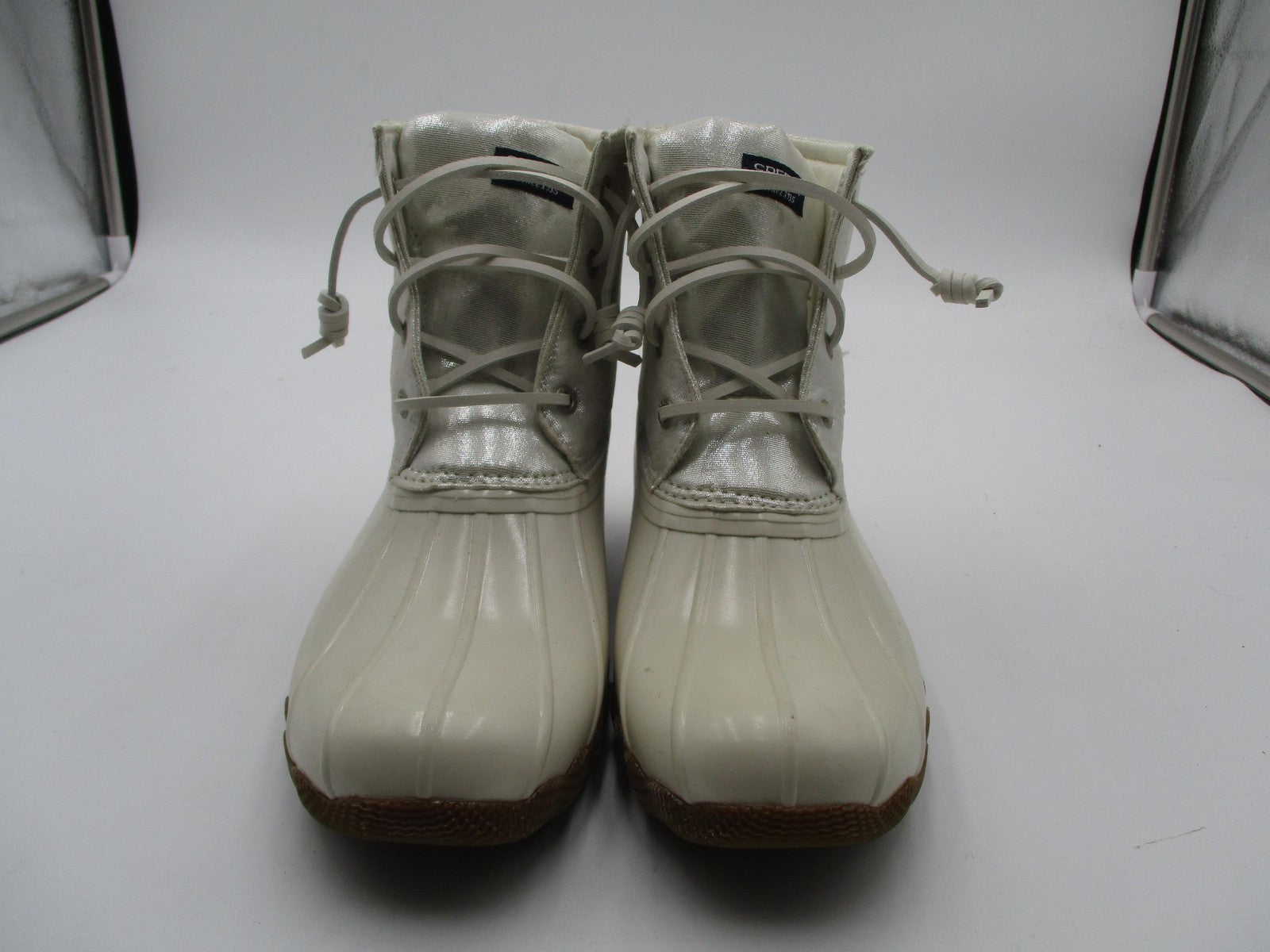 Sperry Saltwater Boots Girls Size 4 White Waterproof Duck Rain Snow Winter1